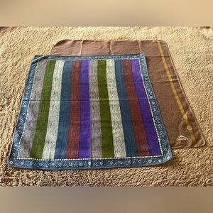 Vintage Longchamp and Kansai Yamamoto Pocket Square Bandana handkerchiefs